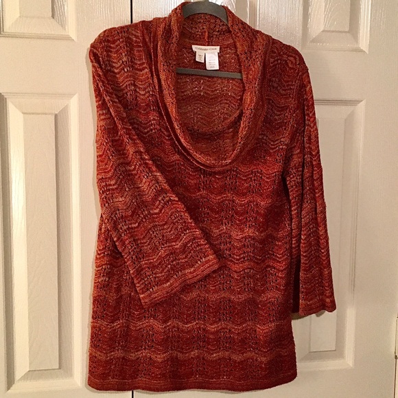 COLDWATER CREEK Open-Weave Lightweight Cowl-Neck Sweater—SIZE L - Picture 3 of 7